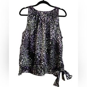 Apt. 9 | black & purple silky blouse | Size XLarge